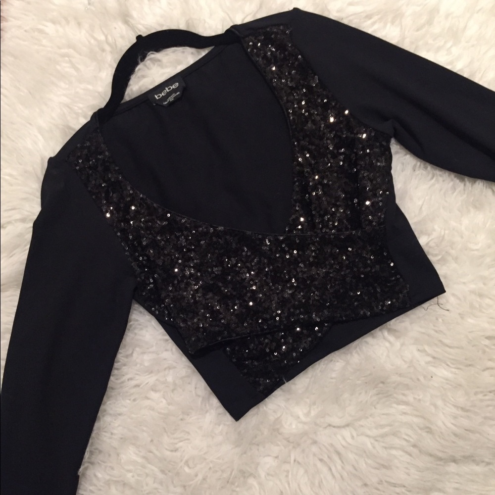 Bebe Sequin Crop Top